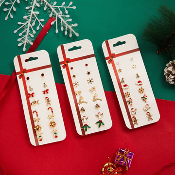 8pair/set Christmas Earrings Cute Santa Claus Snowman Christmas Tree Bell Stud Earrings For Women Fashion Party Jewelry Gifts daiiibabyyy